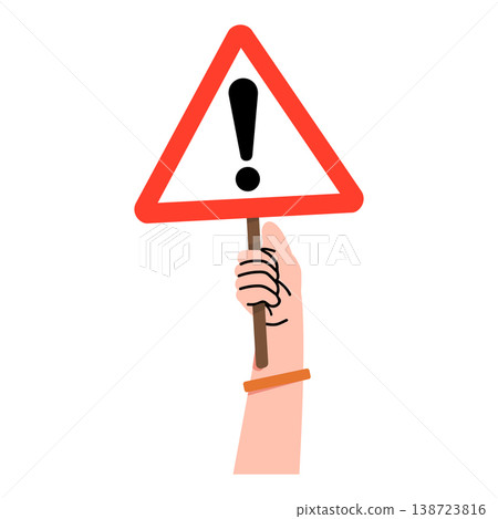 Hand holding warning sign for safety and alert 138723816