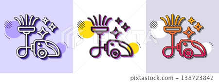 Vacuum cleaner line icon. Halftone dotted pattern. Gradient icon with grain shadow. Cleaning service symbol. Hoover sign. Line vacuum cleaner icon. Various designs. Vector Vacuum cleaner line icon. Halftone dotted pattern. Gradient icon with grain shadow. Cleaning service symbol. Hoover sign. Line vacuum cleaner icon. Various designs. Vector 138723842