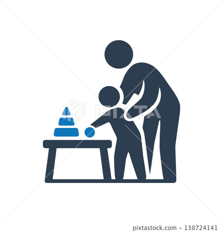 Father Teaching Baby Play Icon Father Teaching Baby Play Icon 138724141