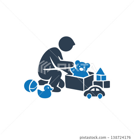 Father Tidying Child Toys Icon Father Tidying Child Toys Icon 138724176