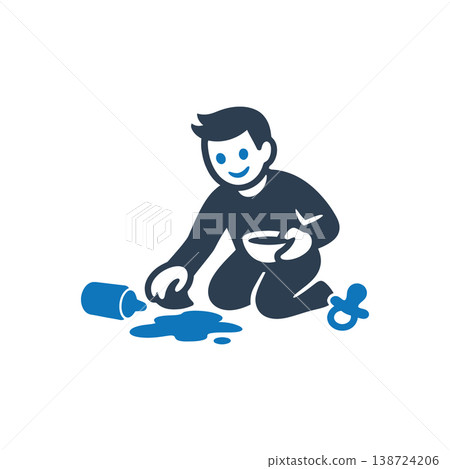 Child Spilling Milk Mess Icon 138724206