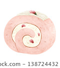 A spring-like illustration of a cherry blossom roll cake 138724432