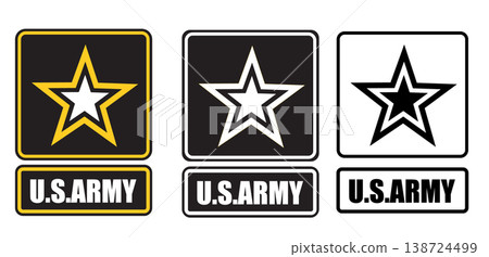 US Army Corps Engineers logo. US Army Logo. Army symbol. United States Army Star Emblem. flat style. 138724499