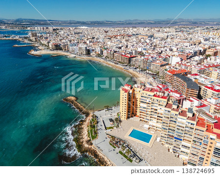 Aerial view Torrevieja beach. Costa Blanca Aerial view Torrevieja beach. Costa Blanca 138724695
