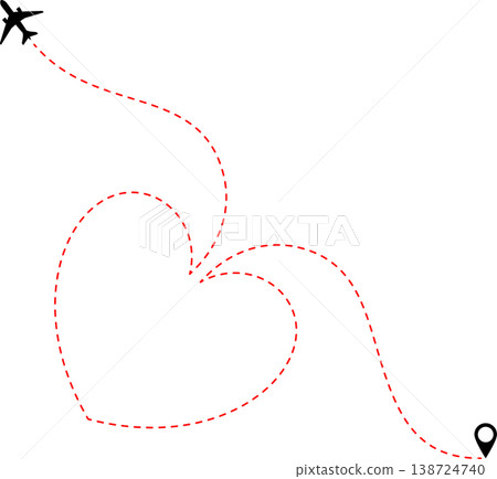 Dotted Heart Airplane Route Dotted Heart Airplane Route 138724740