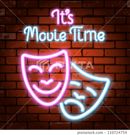 Cinema and Movie time neon signboard 138724759