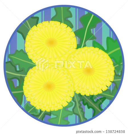 蒲公英插圖，圓形背景 138724838