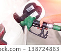 Pumping fuel at a gas station, close-up shot. 138724863
