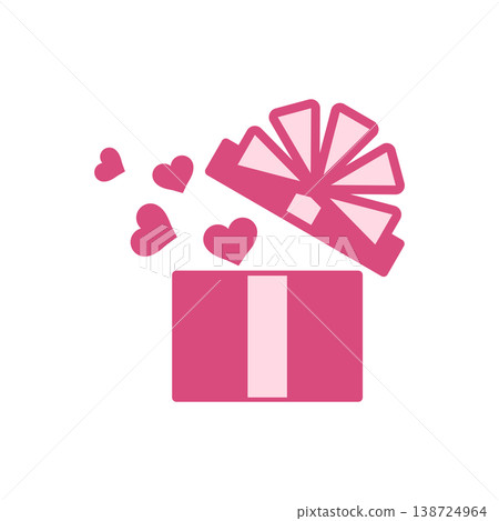 Gift box with a ribbon and popping out pink hearts 06 Gift box with a ribbon and popping out pink hearts 06 138724964