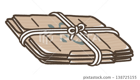 Cardboard boxes tied together with string 138725155