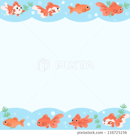 Cute goldfish decorative frame background vector | Japanese style design material compatible with squares Cute goldfish decorative frame background vector | Japanese style design material compatible with squares 138725236