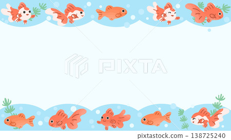 可愛的金魚裝飾邊框背景向量圖 | 日式設計素材,相容於 16:9 寬高比 可愛的金魚裝飾邊框背景向量圖 | 日式設計素材,相容於 16:9 寬高比 138725240