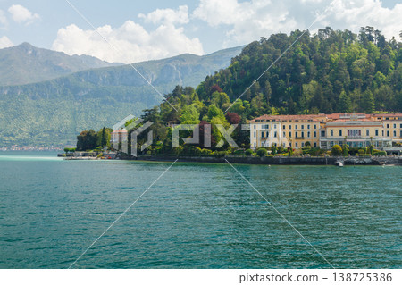 Lake Como panoramic view with mountains Italy Lake Como panoramic view with mountains Italy 138725386