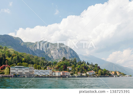 Lake Como panoramic view with mountains Italy Lake Como panoramic view with mountains Italy 138725391