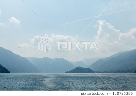 Lake Como panoramic view with mountains Italy Lake Como panoramic view with mountains Italy 138725396