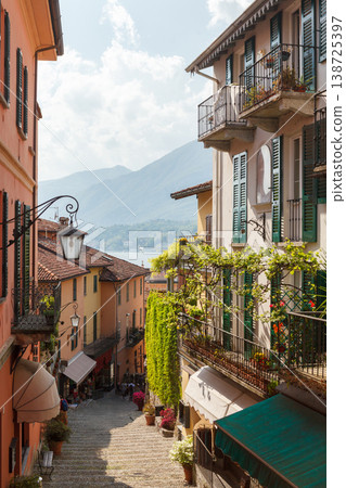 Narrow street with tourists in Varenna Italy Narrow street with tourists in Varenna Italy 138725397