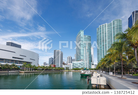 Modern skyline of Miami with towering skyscrapers, tropical vibe, and waterfront views Modern skyline of Miami with towering skyscrapers, tropical vibe, and waterfront views 138725412