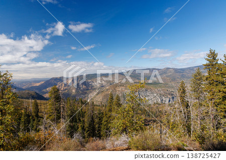 Scenic summer landscape in Yosemite National Park with mountains, forest, and sky Scenic summer landscape in Yosemite National Park with mountains, forest, and sky 138725427