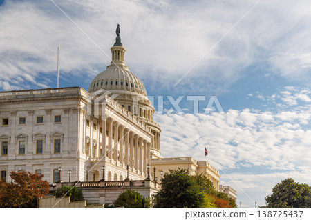 The U.S. Capitol in Washington, D.C., surrounded by vibrant autumn foliage 138725437