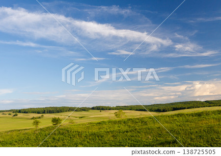 Summer landscape with green meadows and sky Summer landscape with green meadows and sky 138725505