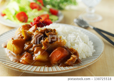 Curry and rice and vegetable salad Curry and rice and vegetable salad 138725518