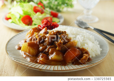 Curry and rice and vegetable salad Curry and rice and vegetable salad 138725565