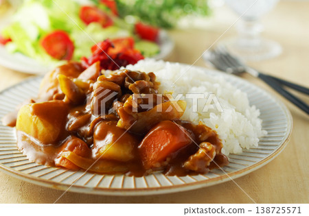 Curry and rice and vegetable salad Curry and rice and vegetable salad 138725571