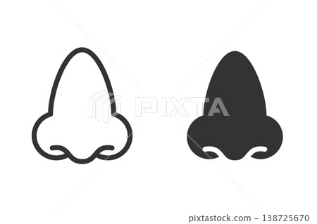 Simple illustration icon of a human nose, line art/silhouette. Simple illustration icon of a human nose, line art/silhouette. 138725670