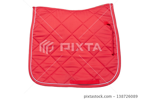 dressage red saddle pad isolated on white background dressage red saddle pad isolated on white background 138726089