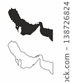 Strait of Hormuz Map Silhouette Flat and Outline Design 138726824