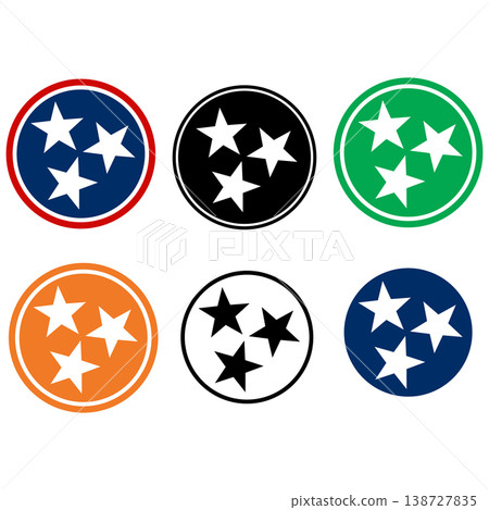 Tennessee tri star icon. Tennessee Tri-Star variation sign. flat style. 138727835
