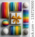 Colorful Gift Present with Rainbow Ribbons - Perfect for Celebration Decor and Creative Design Generative AI 138729000