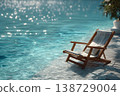 Serene Beachside Bliss: Relaxing Poolside Lounge Chair by Sparkling Water Generative AI 138729004