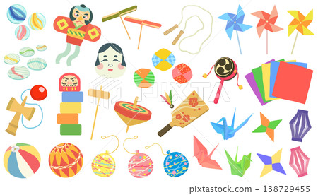 Vintage toy illustration set (Showa era) vector material 138729455