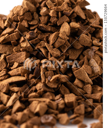 Instant coffee granules macro texture background Instant coffee granules macro texture background 138729664