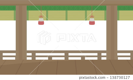 A background illustration of a Shinden-zukuri style building, viewed from inside the building looking outwards_Old_16:9 138730127