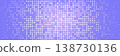 Abstract holographic tech pixel background. Finance grid. Digital frame. Glowing purple squares on dark background. Business bg. Blue mosaic. Futuristic, tech-style template. Vector Illustration 138730136