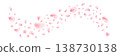 Spring cherry blossom frame. Sakura petal flying composition. Japan flower banner. Cosmetic beauty product wave. Natural decoration. Spa pink rose bg. Valentine romantic card. Vector illustration 138730138