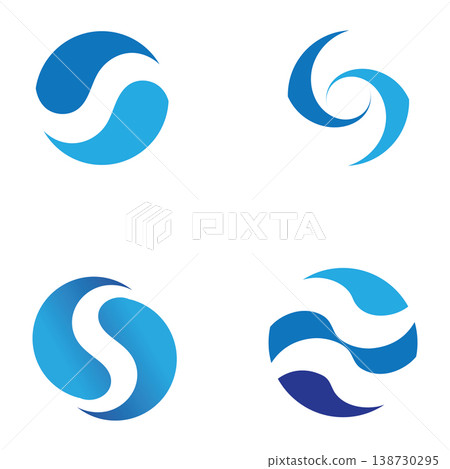 Minimal Blue Ocean Circle Wave Logo 138730295