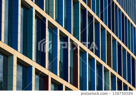 Repeating architectural pattern on modern London building Repeating architectural pattern on modern London building 138730589