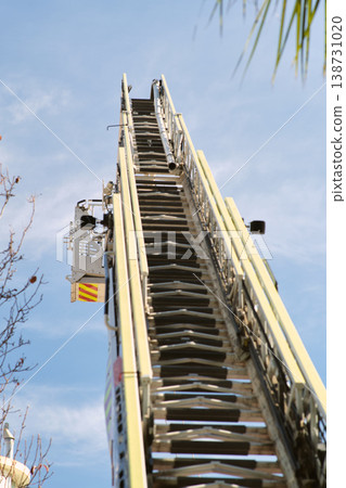 fire truck ladder going to the sky 138731020
