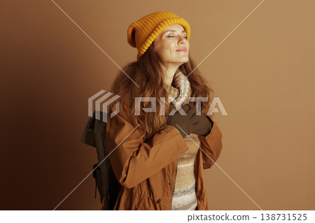 Contented Backpacker in Quiet Reflection 138731525