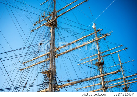 Geometric patterns of blue sky and sailing ships Geometric patterns of blue sky and sailing ships 138731597