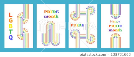 Happy Pride month poster background vector set. LGBTQ community symbol with rainbow, pride flag, heart. Design for celebration, bisexual, transgender, gender equality, rights, ads. Happy Pride month poster background vector set. LGBTQ community symbol with rainbow, pride flag, heart. Design for celebration, bisexual, transgender, gender equality, rights, ads. 138731663