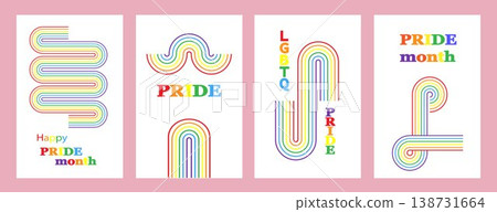 Happy Pride month poster background vector set. LGBTQ community symbol with rainbow, pride flag, heart. Design for celebration, bisexual, transgender, gender equality, rights, ads. Happy Pride month poster background vector set. LGBTQ community symbol with rainbow, pride flag, heart. Design for celebration, bisexual, transgender, gender equality, rights, ads. 138731664