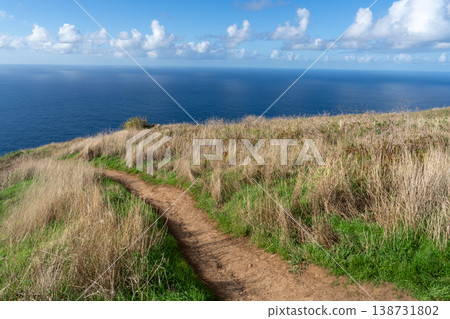 Garganta Profunda Viewpoint Madeira Portugal with Path and Blue Sea Garganta Profunda Viewpoint Madeira Portugal with Path and Blue Sea 138731802