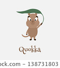A Cute Quokka with leaf Vector Illustration 138731803