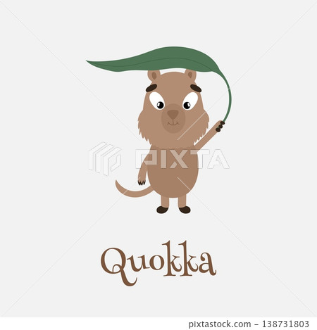 A Cute Quokka with leaf Vector Illustration A Cute Quokka with leaf Vector Illustration 138731803