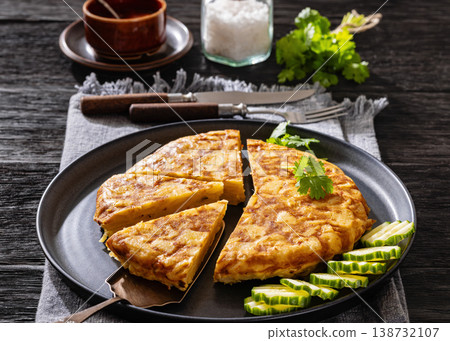 Spanish tortilla de patatas on a plate Spanish tortilla de patatas on a plate 138732107