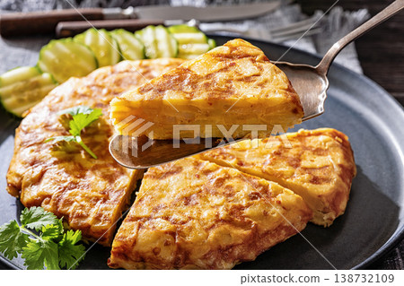 Spanish potato omelette, tortilla on a plate Spanish potato omelette, tortilla on a plate 138732109